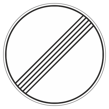 Дорожный знак 3.31 «Конец зоны всех ограничений» (металл 0,8 мм, III типоразмер: диаметр 900 мм, С/О пленка: тип В алмазная)